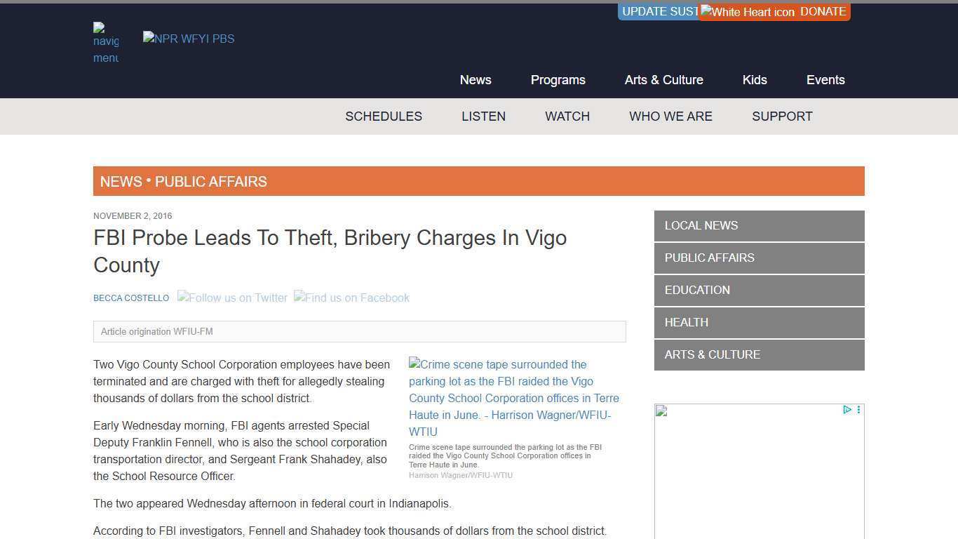 FBI Probe Leads To Theft, Bribery Charges In Vigo County